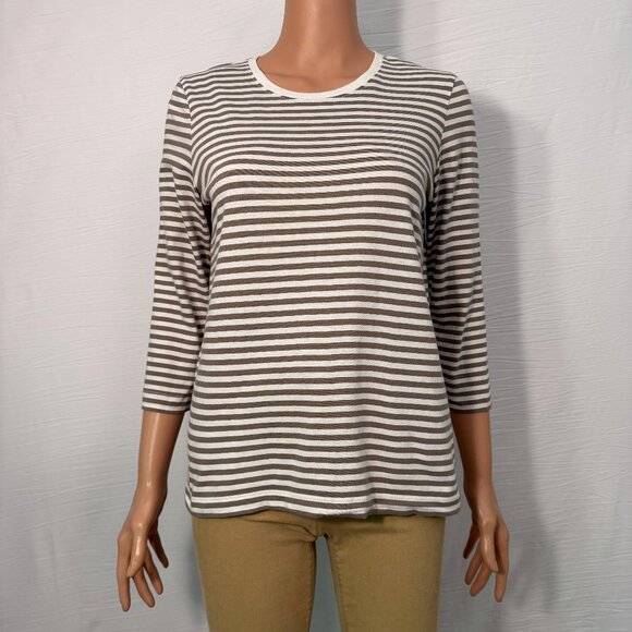 Muji Tops - Muji Women’s Medium Cotton Quarter Sleeve Striped Crew Neck Tee